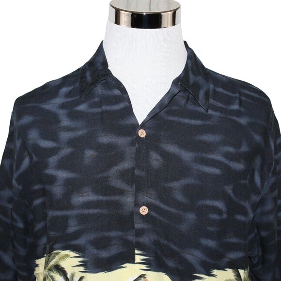 Island Collection Large Aloha Hawaiian Shirt Tiki Motorcycle Surf Boards Beach - Picture 11 of 12